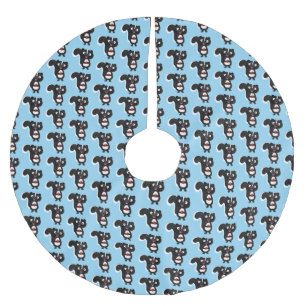 Cute happy skunk cartoon illustration brushed polyester tree skirt