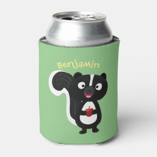 Cute happy skunk cartoon illustration can cooler