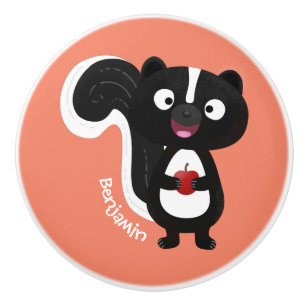 Cute happy skunk cartoon illustration ceramic knob