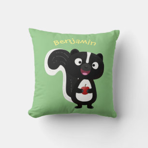 Cute happy skunk cartoon illustration cushion