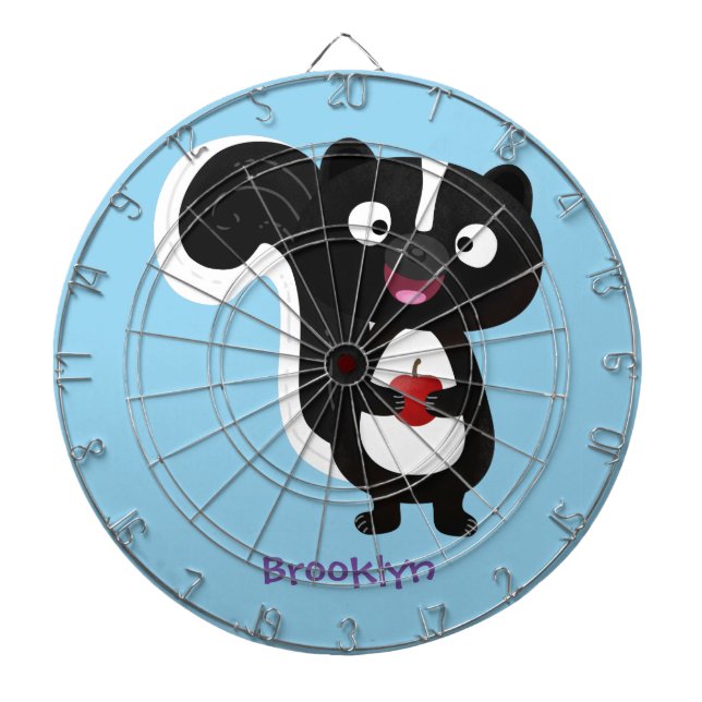 Cute happy skunk cartoon illustration dartboard (Front)