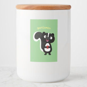 Cute happy skunk cartoon illustration food label