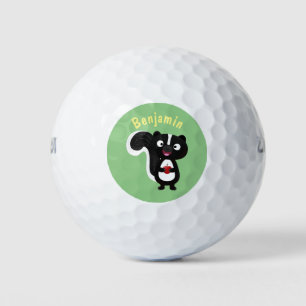 Cute happy skunk cartoon illustration golf balls