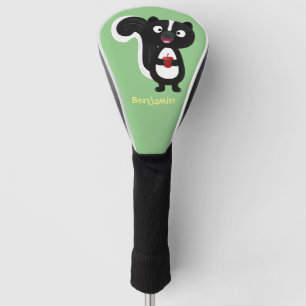 Cute happy skunk cartoon illustration golf head cover
