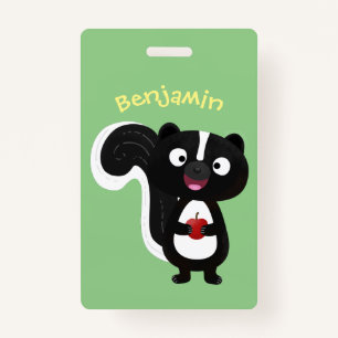Cute happy skunk cartoon illustration ID badge