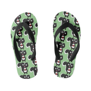 Cute happy skunk cartoon illustration kid's flip flops