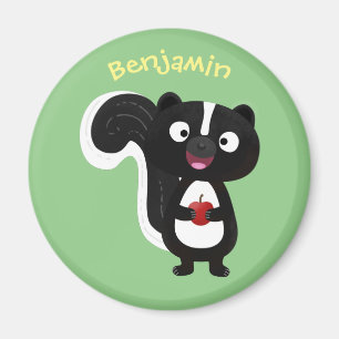 Cute happy skunk cartoon illustration magnet