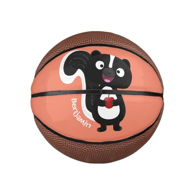 Cute happy skunk cartoon illustration mini basketball (Front)
