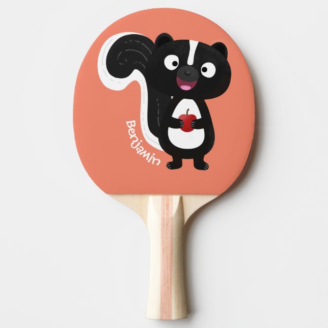 Cute happy skunk cartoon illustration ping pong paddle (Front)