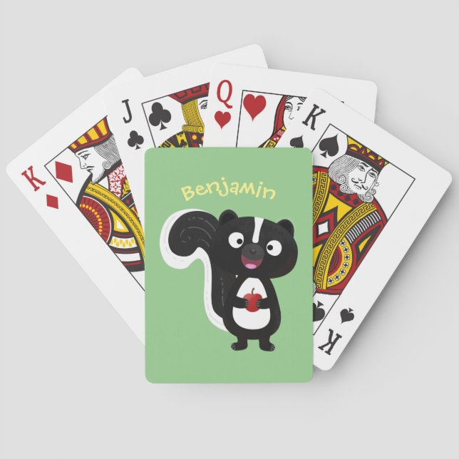 Cute happy skunk cartoon illustration playing cards (Back)