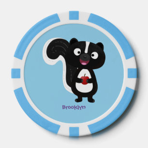 Cute happy skunk cartoon illustration poker chips