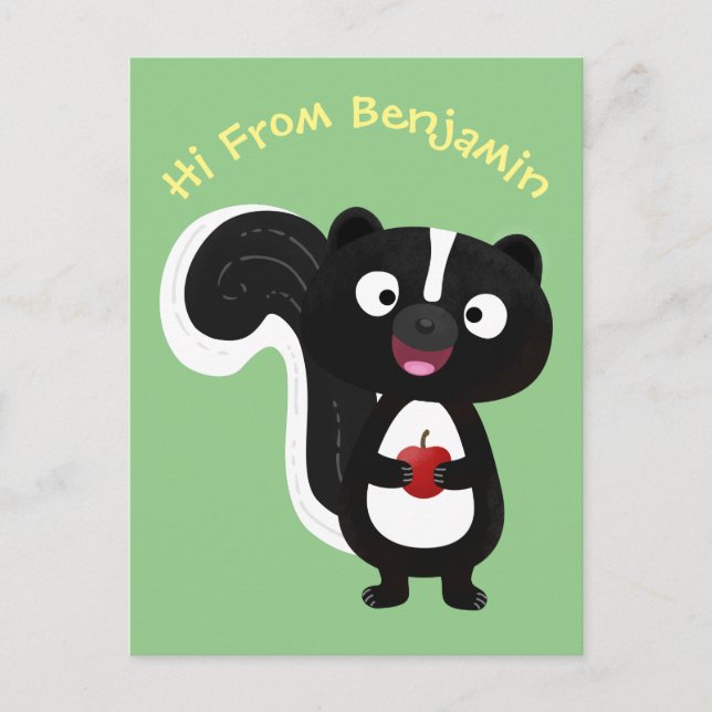 Cute happy skunk cartoon illustration postcard (Front)