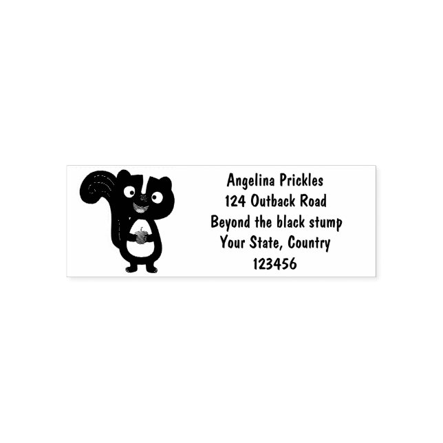 Cute happy skunk cartoon illustration self-inking stamp (Design)