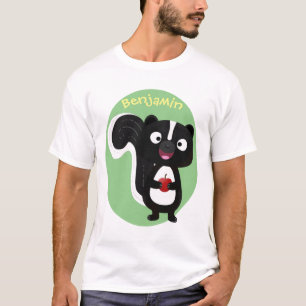 Cute happy skunk cartoon illustration T-Shirt