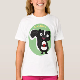 Cute happy skunk cartoon illustration T-Shirt