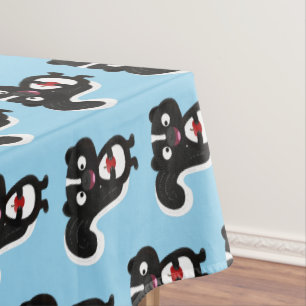 Cute happy skunk cartoon illustration tablecloth