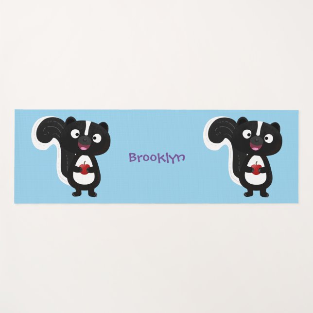 Cute happy skunk cartoon illustration yoga mat (Front (Horizontal))