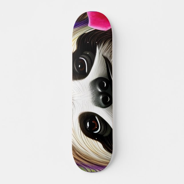 Cute Happy Sloth With Flowers    Skateboard (Front)
