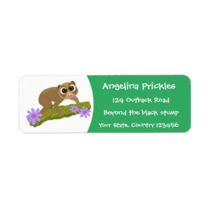 Cute happy slow loris on branch cartoon