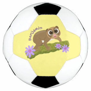 Cute happy slow loris on branch cartoon football