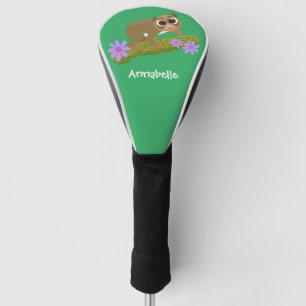 Cute happy slow loris on branch cartoon golf head cover