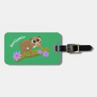 Cute happy slow loris on branch cartoon