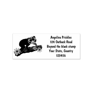 Cute happy slow loris on branch cartoon rubber stamp