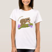 Cute happy slow loris on branch cartoon