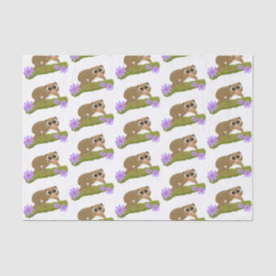 Cute happy slow loris on branch cartoon tissue paper