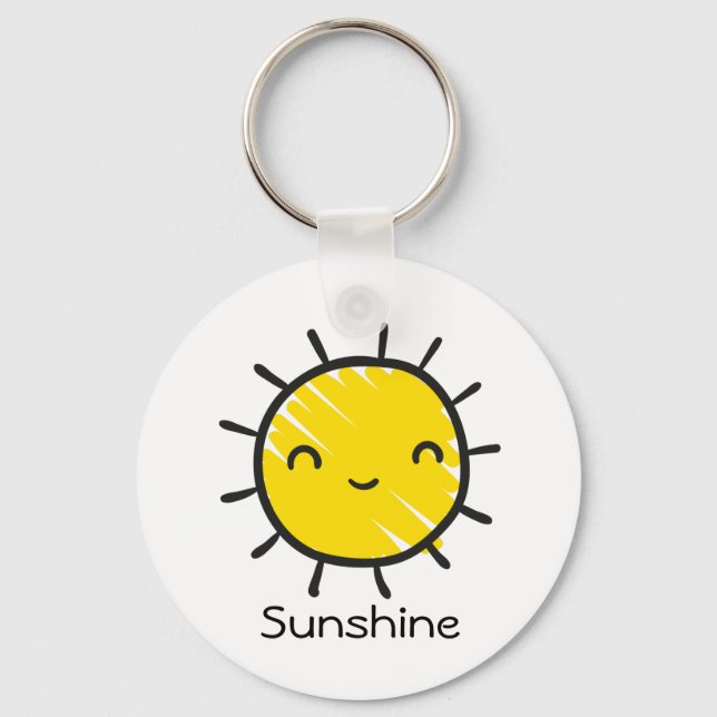 Cute Happy Smile Sunshine Custom Text Key Ring (Front)