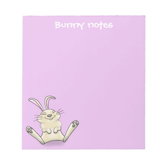 Cute happy smiling baby bunny rabbit cartoon notepad (Front)
