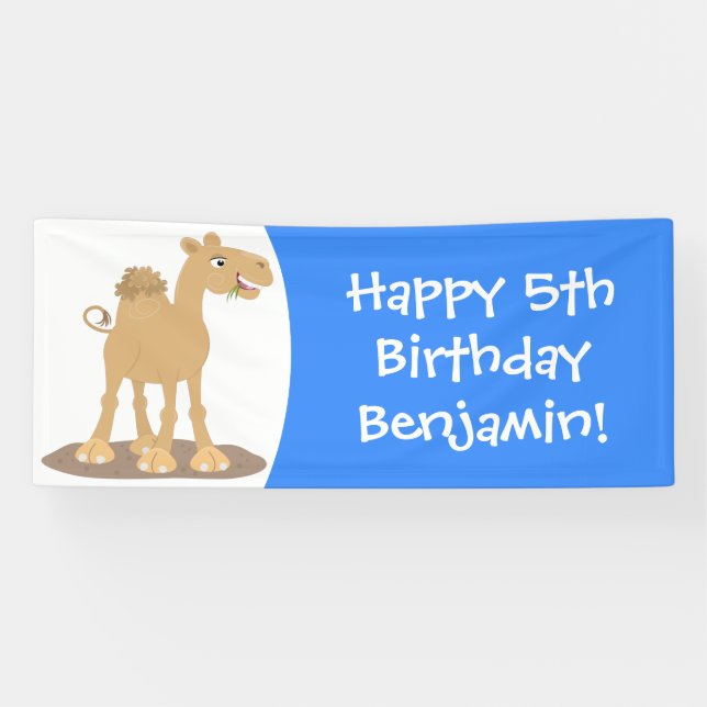 Cute happy smiling camel cartoon illustration banner (Horizontal)