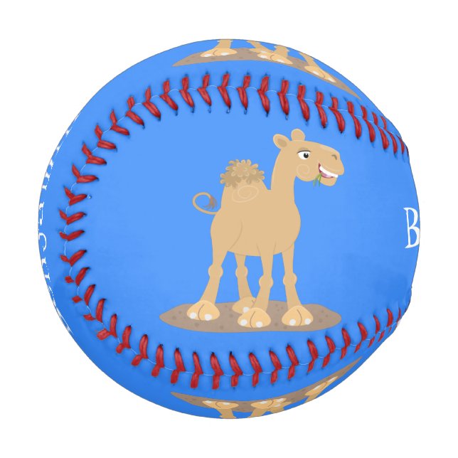 Cute happy smiling camel cartoon illustration baseball (Front Left)