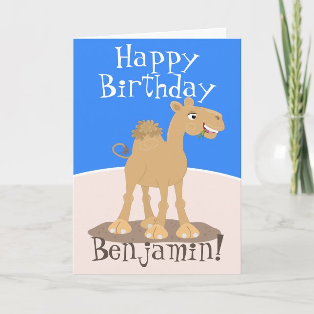Cute happy smiling camel cartoon illustration card (Front)