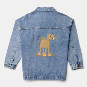 Cute happy smiling camel cartoon illustration denim jacket
