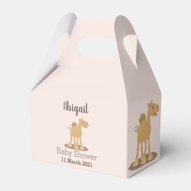 Cute happy smiling camel cartoon illustration favour box (Front Side)