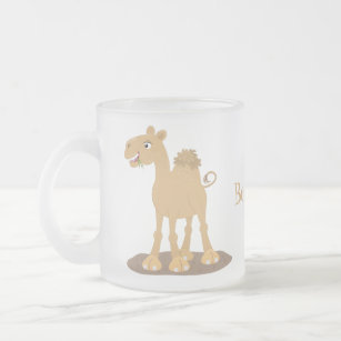 Cute happy smiling camel cartoon illustration frosted glass coffee mug