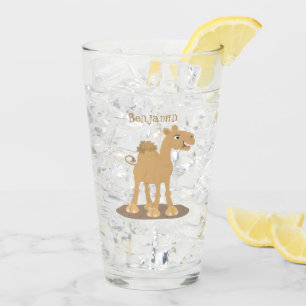 Cute happy smiling camel cartoon illustration glass