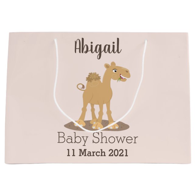 Cute happy smiling camel cartoon illustration large gift bag (Front)