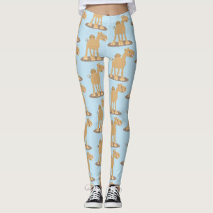 Cute happy smiling camel cartoon illustration leggings