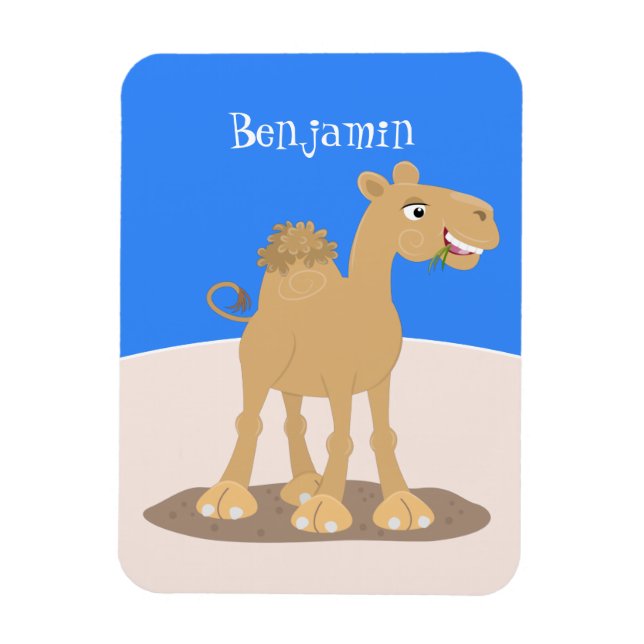 Cute happy smiling camel cartoon illustration magnet (Vertical)