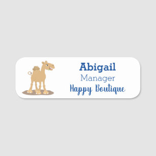 Cute happy smiling camel cartoon illustration name tag