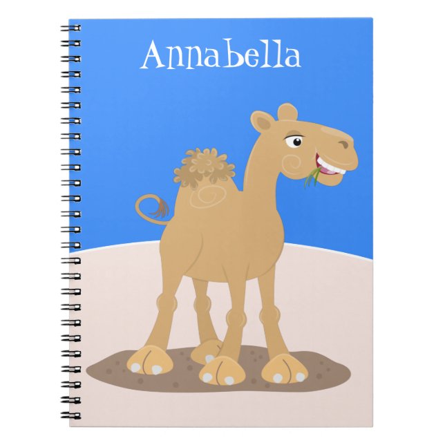 Cute happy smiling camel cartoon illustration notebook (Front)