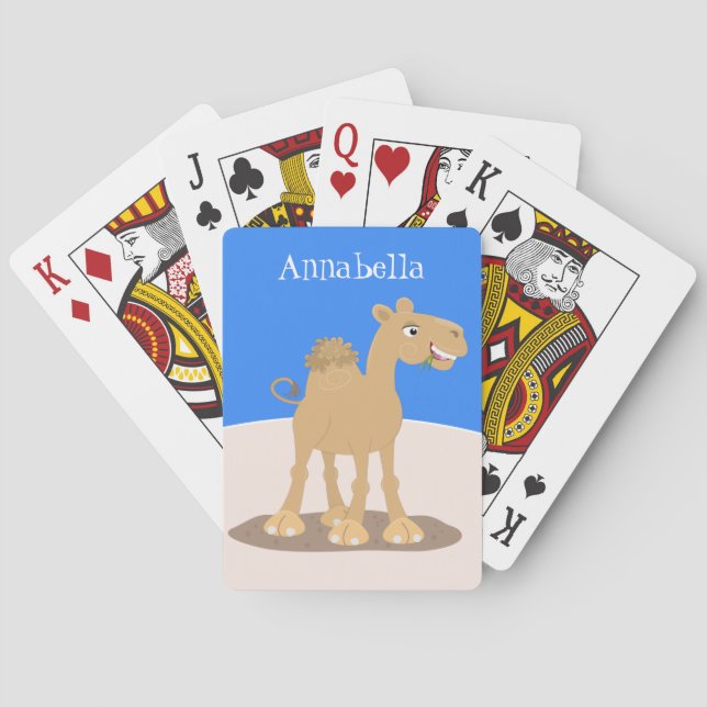 Cute happy smiling camel cartoon illustration playing cards (Back)