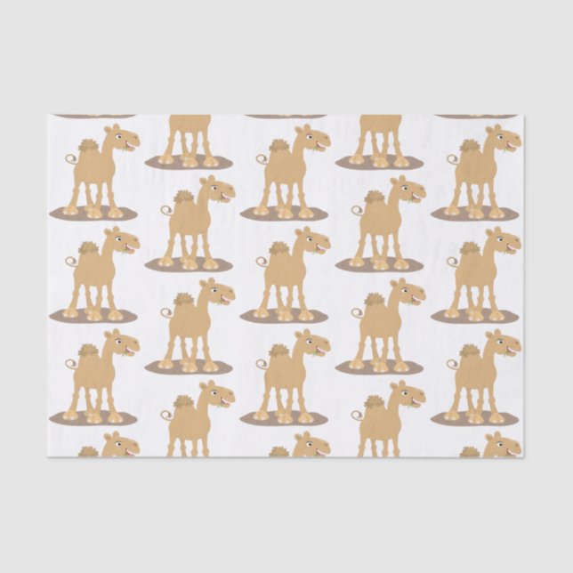 Cute happy smiling camel cartoon illustration tissue paper (Front)