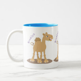 Cute happy smiling camel cartoon illustration Two-Tone coffee mug