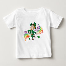 Cute happy smiling dancing leprechaun, a rainbow