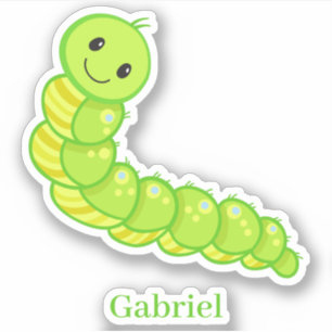 Cute happy smiling green inchworm centipede 