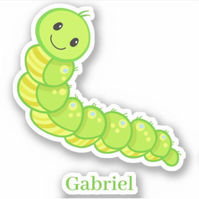 Cute happy smiling green inchworm centipede  (Front)