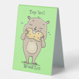 Cute happy smiling hamster with peanut cartoon